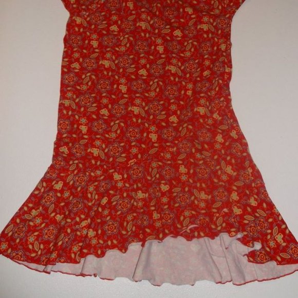 Red Printed Cotton Dress Girl Size 12 --- - Picture 2 of 2